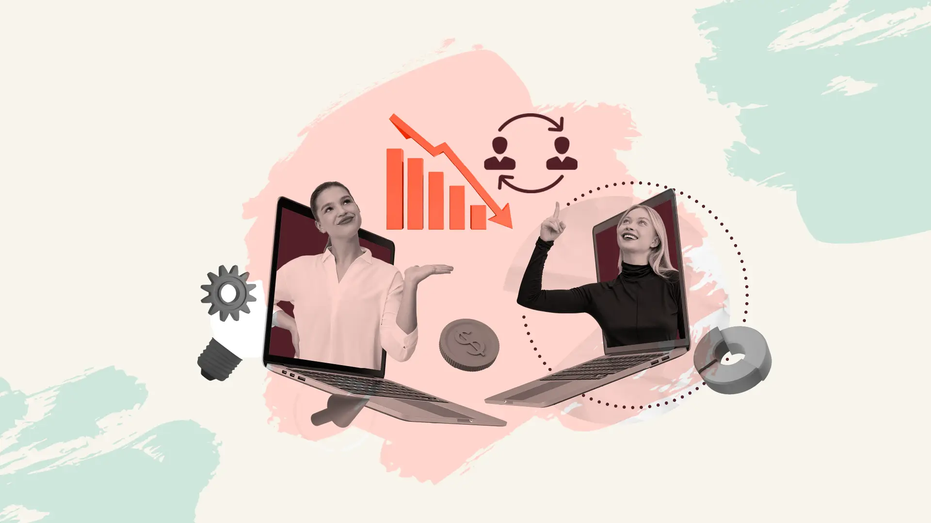 Two professional women on laptop screens highlight how understanding subscription cancellation reasons can strengthen customer retention.