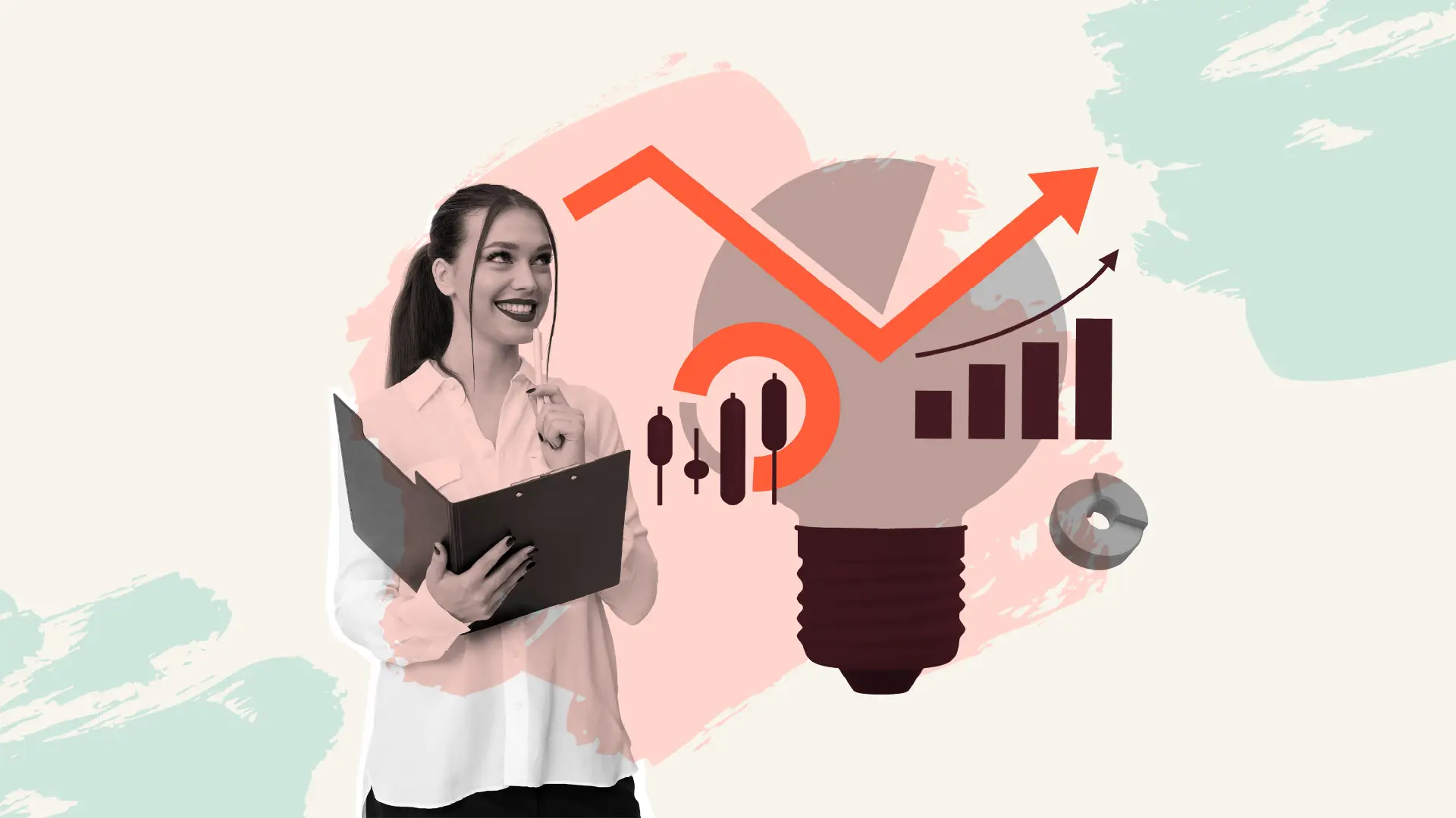 Charts climb across a giant light bulb and ideas click as a smiling woman gets a read on where CX outsourcing is going in 2026.